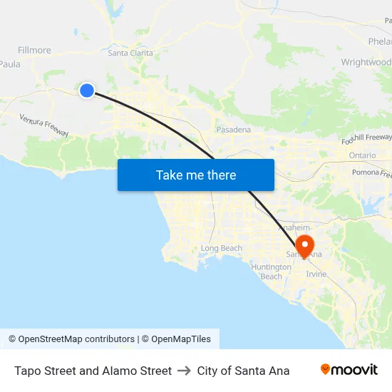 Tapo Street and Alamo Street to City of Santa Ana map