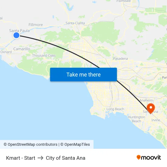 Kmart - Start to City of Santa Ana map