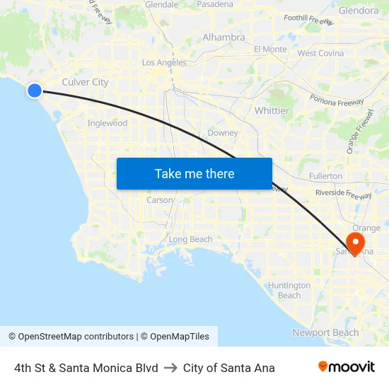 4th St & Santa Monica Blvd to City of Santa Ana map