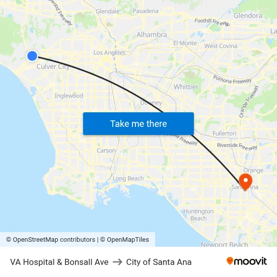 VA Hospital  & Bonsall Ave to City of Santa Ana map