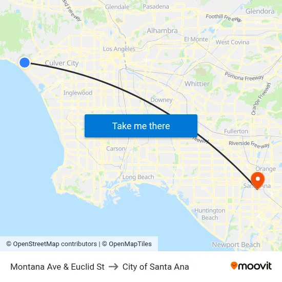 Montana Ave & Euclid St to City of Santa Ana map