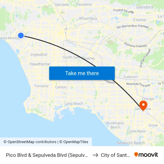 Pico Blvd & Sepulveda Blvd (Sepulveda Station) to City of Santa Ana map