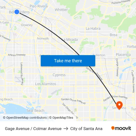 Gage Avenue / Colmar Avenue to City of Santa Ana map