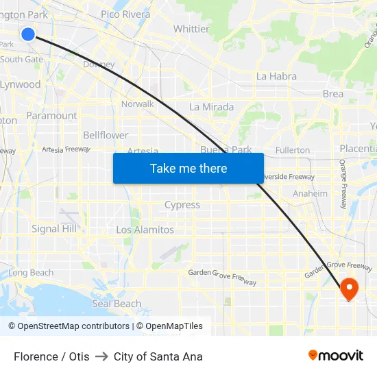 Florence / Otis to City of Santa Ana map