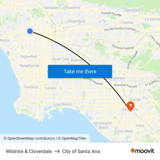 Wilshire & Cloverdale to City of Santa Ana map