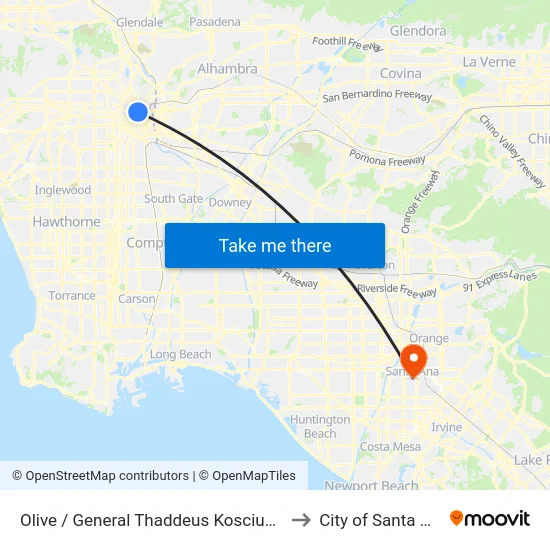 Olive / General Thaddeus Kosciuszko to City of Santa Ana map
