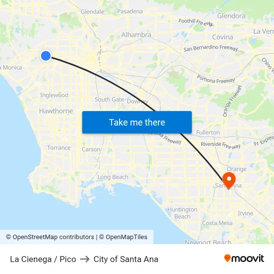 La Cienega / Pico to City of Santa Ana map