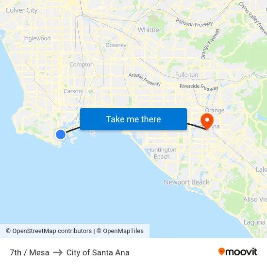 7th / Mesa to City of Santa Ana map