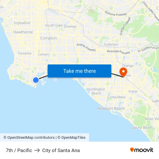 7th / Pacific to City of Santa Ana map