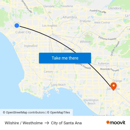 Wilshire / Westholme to City of Santa Ana map