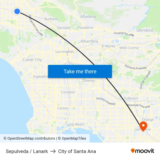 Sepulveda / Lanark to City of Santa Ana map
