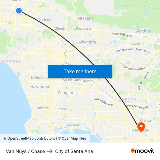 Van Nuys / Chase to City of Santa Ana map