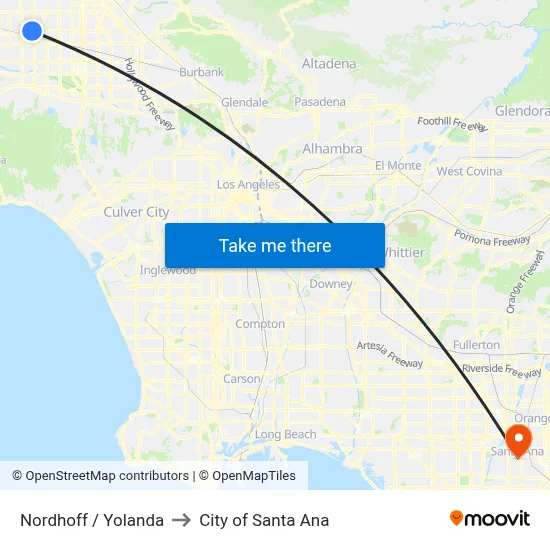 Nordhoff / Yolanda to City of Santa Ana map