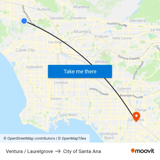 Ventura / Laurelgrove to City of Santa Ana map