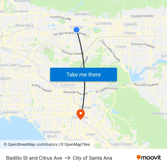 Badillo St and Citrus Ave to City of Santa Ana map