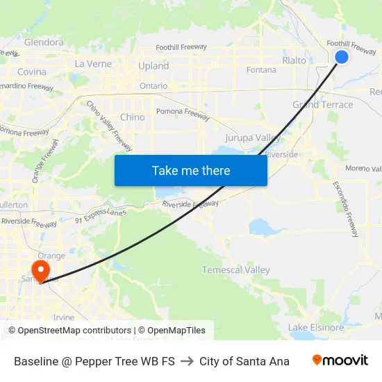 Baseline @ Pepper Tree to City of Santa Ana map