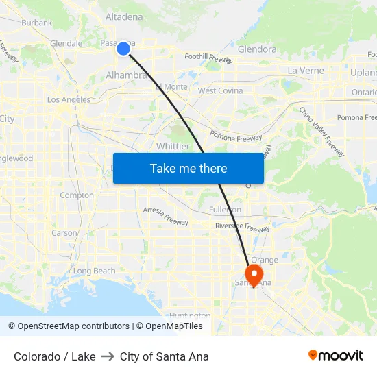 Colorado / Lake to City of Santa Ana map