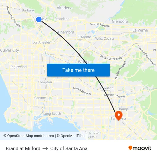 Brand at Milford to City of Santa Ana map