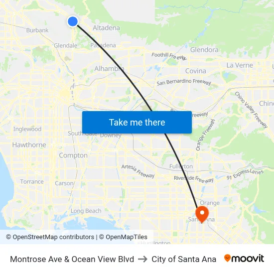 Montrose Ave & Ocean View Blvd to City of Santa Ana map