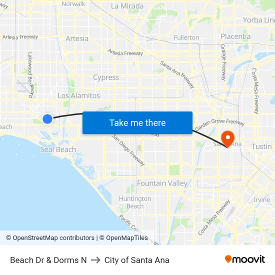 Beach Dr & Dorms N to City of Santa Ana map