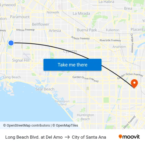 Long Beach Blvd. at Del Amo to City of Santa Ana map