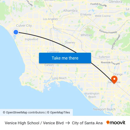 Venice High School / Venice Blvd to City of Santa Ana map