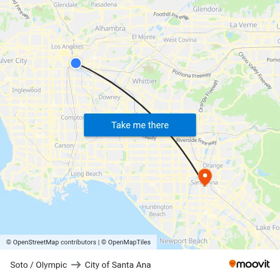 Soto / Olympic to City of Santa Ana map