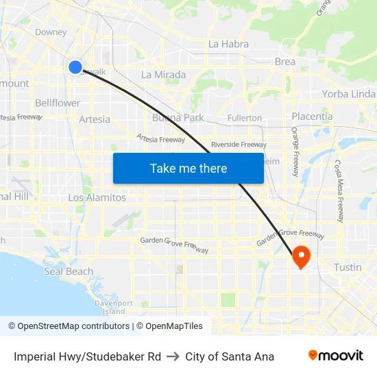 Imperial Hwy/Studebaker Rd to City of Santa Ana map