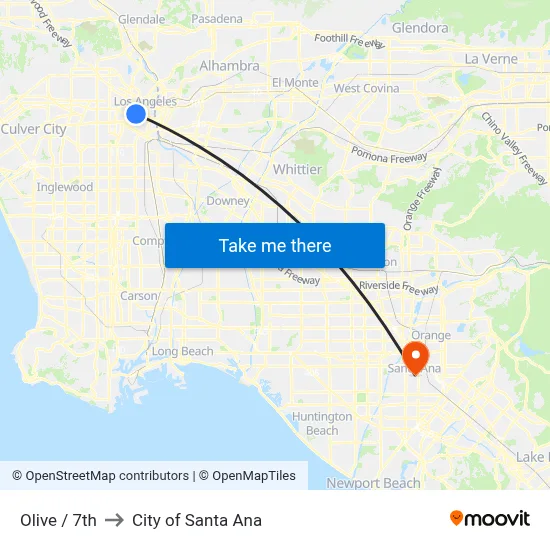 Olive / 7th to City of Santa Ana map