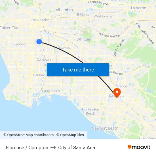 Florence / Compton to City of Santa Ana map
