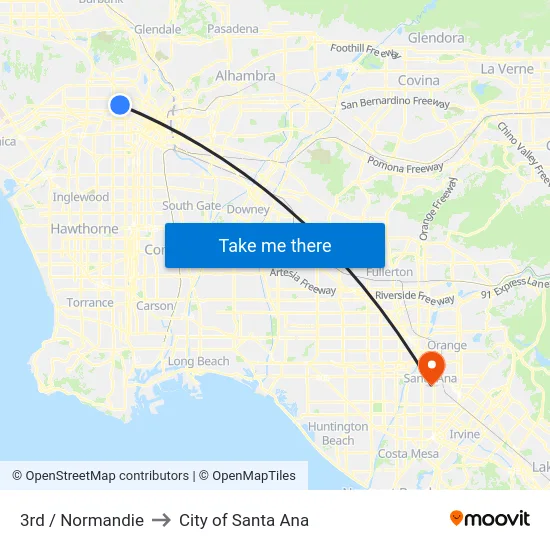 3rd / Normandie to City of Santa Ana map