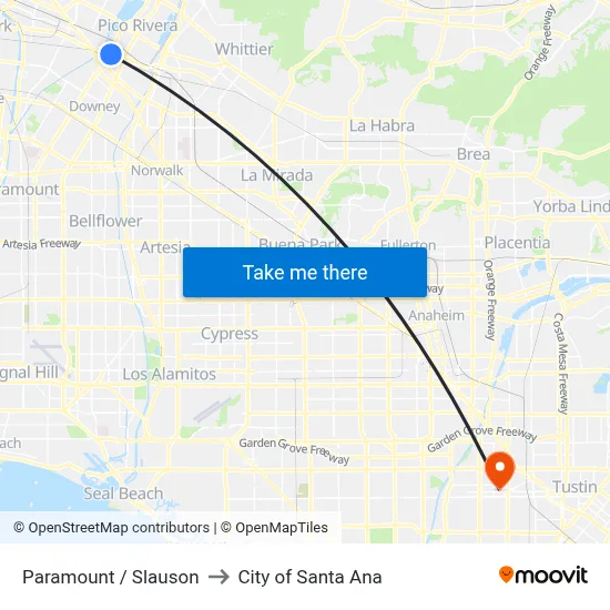 Paramount / Slauson to City of Santa Ana map