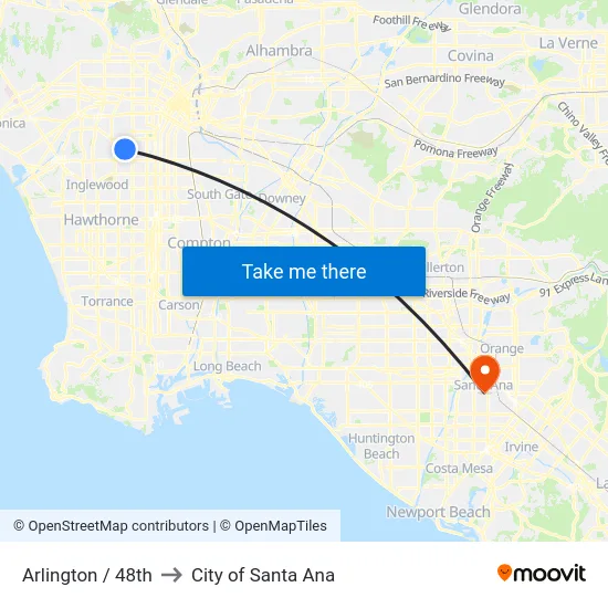 Arlington / 48th to City of Santa Ana map