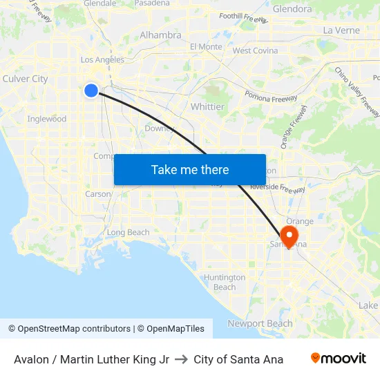 Avalon / Martin Luther King Jr to City of Santa Ana map