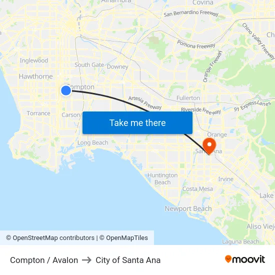 Compton / Avalon to City of Santa Ana map