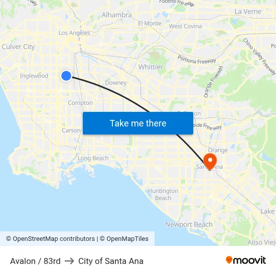 Avalon / 83rd to City of Santa Ana map