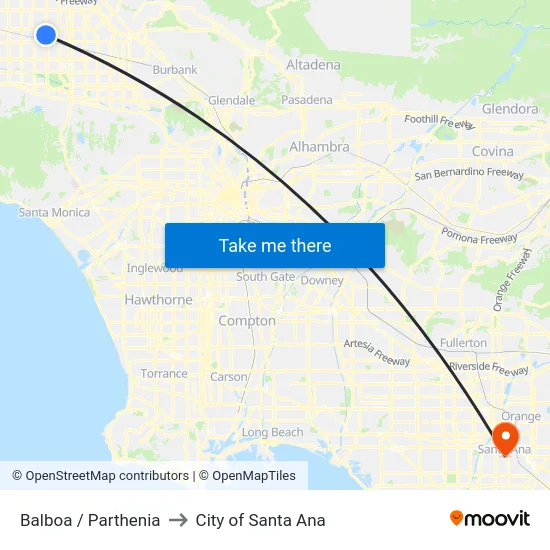 Balboa / Parthenia to City of Santa Ana map