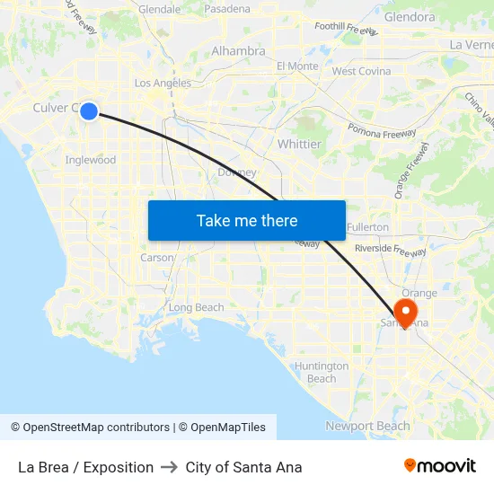 La Brea / Exposition to City of Santa Ana map