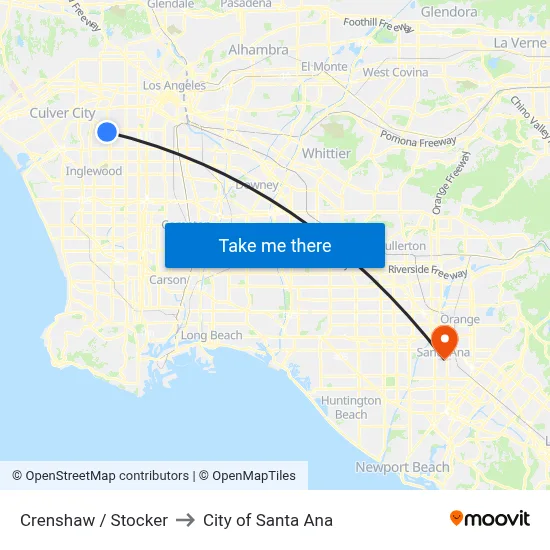 Crenshaw / Stocker to City of Santa Ana map