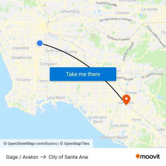 Gage / Avalon to City of Santa Ana map