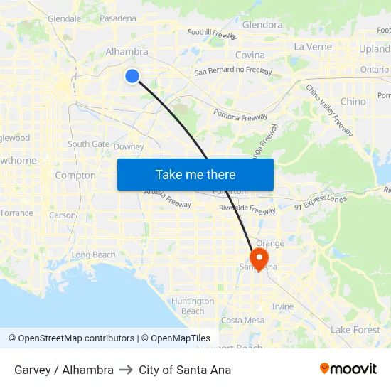 Garvey / Alhambra to City of Santa Ana map