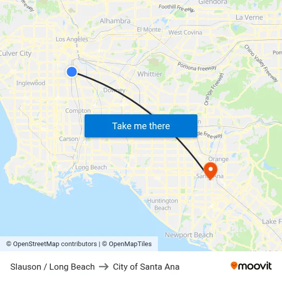 Slauson / Long Beach to City of Santa Ana map