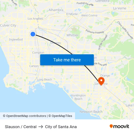 Slauson / Central to City of Santa Ana map