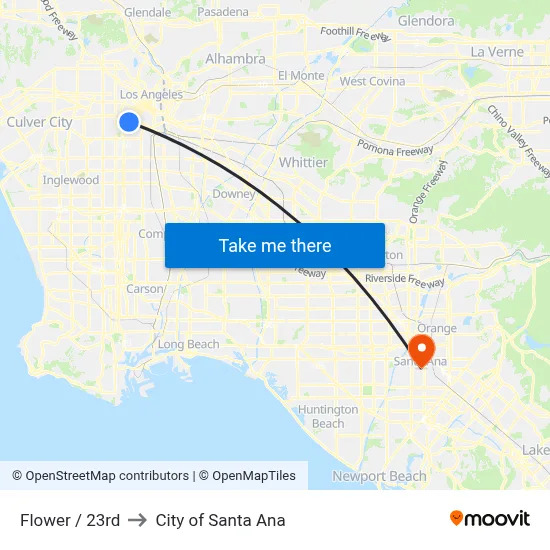 Flower / 23rd to City of Santa Ana map