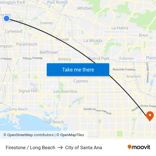 Firestone / Long Beach to City of Santa Ana map