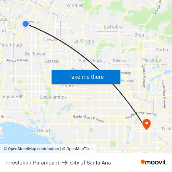 Firestone / Paramount to City of Santa Ana map