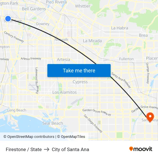 Firestone / State to City of Santa Ana map
