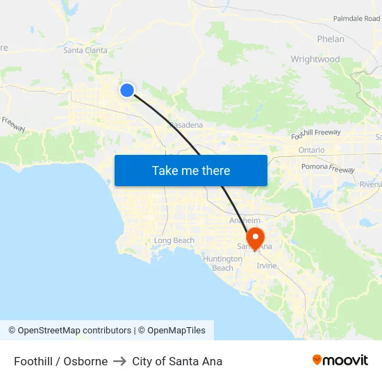 Foothill / Osborne to City of Santa Ana map