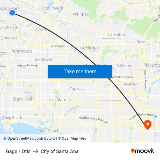 Gage / Otis to City of Santa Ana map