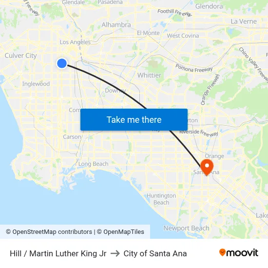 Hill / Martin Luther King Jr to City of Santa Ana map